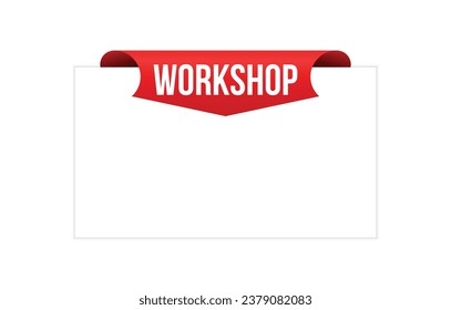 workshop red vector banner illustration isolated on white background