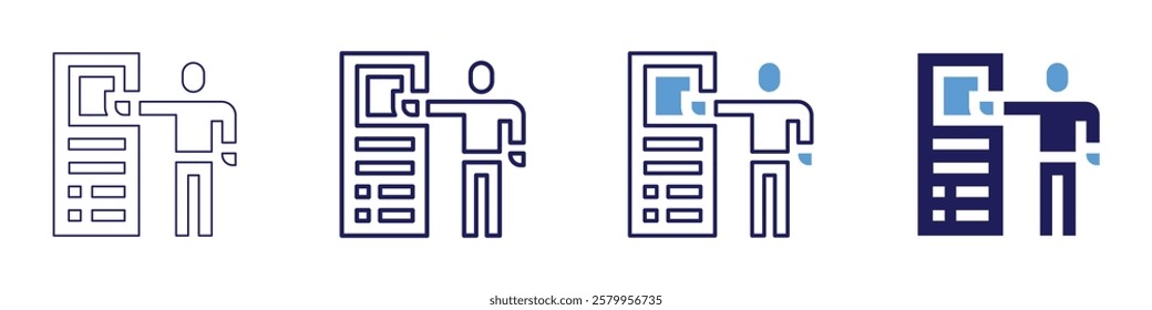 Workshop session icon in 4 different styles. Thin Line, Line, Bold Line, Duotone. Duotone style. Editable stroke.