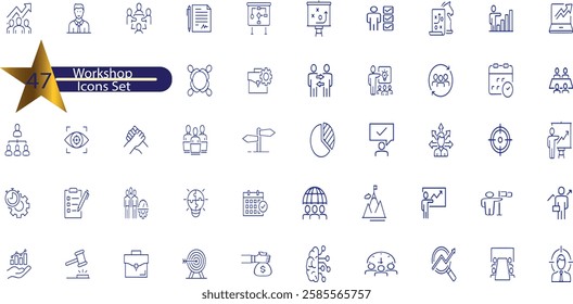 Workshop set of web icons in line style. 
