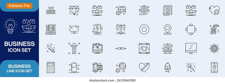 Workshop set of web icons in line style. Business Workshop icons for web and mobile app. Containing team building, teamwork, coaching, meeting, managing, coaching, motivation and more