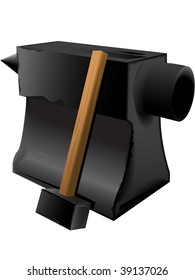 Workshop of the smith with a sledge hammer and an anvil in a vector