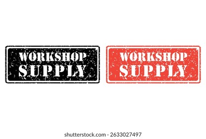 workshop supply grunge stamp design, vector, isolated on transparent background