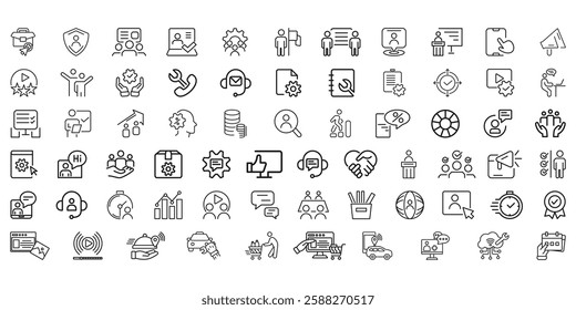 Workshop and Teamwork thin line icons set. Editable stroke for web and mobile Teamwork, Community, People, Business, Cooperation, Partnership Teamwork, Organization, Leadership and Human Resources.