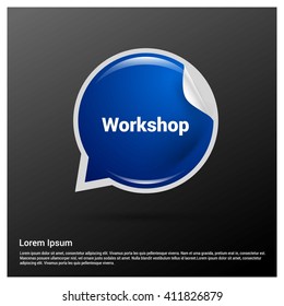 Workshop Text Blue Realistic Speech Bubble