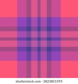 Workshop texture pattern textile, top background check plaid. Packing vector seamless fabric tartan in red and purple colors palette.