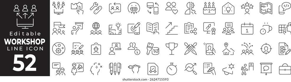 Workshop Thin Line Icon Set – Tools, DIY, Maintenance
