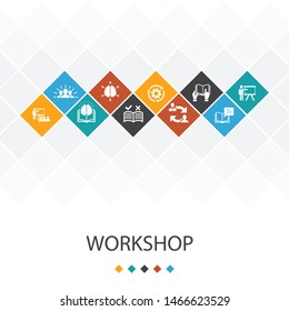 workshop trendy UI template infographics concept. motivation, knowledge, intelligence, practice icons