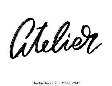 Workshop. Vector hand drawn lettering isolated. Template for card, poster, banner, print for t-shirt, pin, badge, patch.