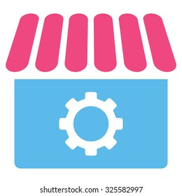 Workshop vector icon. Style is bicolor flat symbol, pink and blue colors, rounded angles, white background.