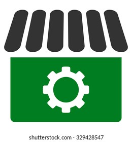 Workshop vector icon. Style is bicolor flat symbol, green and gray colors, rounded angles, white background.