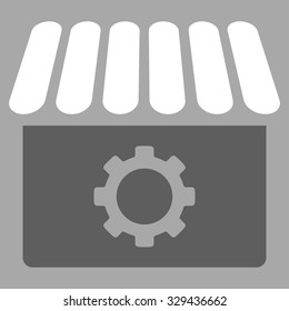 Workshop vector icon. Style is bicolor flat symbol, dark gray and white colors, rounded angles, silver background.