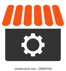 Workshop vector icon. Style is bicolor flat symbol, orange and gray colors, rounded angles, white background.