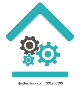 Workshop vector icon. Style is bicolor flat symbol, grey and cyan colors, rounded angles, white background.