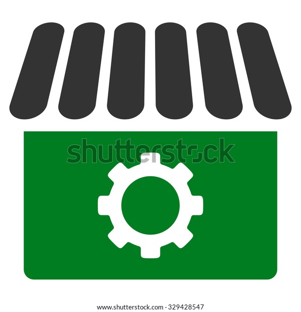Workshop vector icon.\
Style is bicolor flat symbol, green and gray colors, rounded\
angles, white\
background.