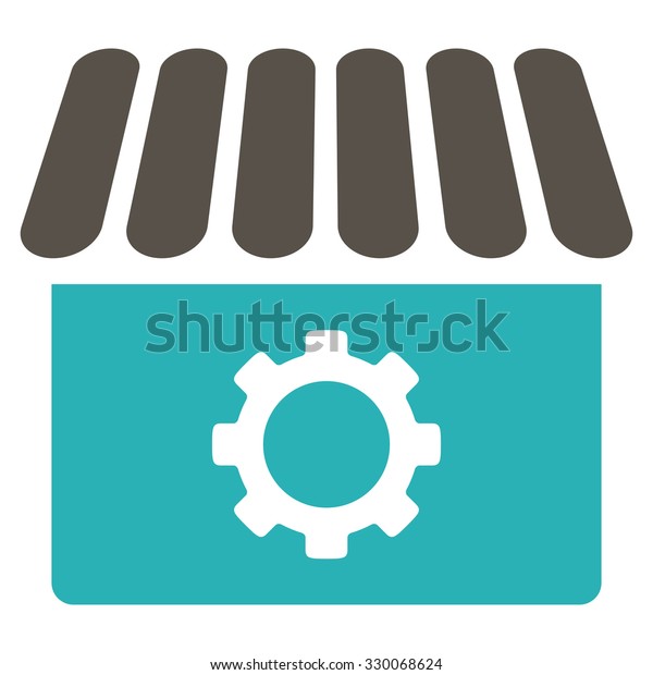 Workshop vector icon.
Style is bicolor flat symbol, grey and cyan colors, rounded angles,
white background.