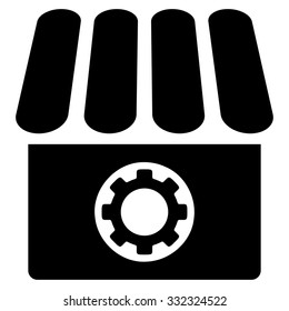 Workshop vector icon. Style is flat symbol, black color, rounded angles, white background.