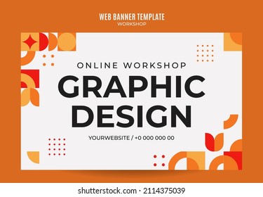 workshop web banner template retro colorful abstract space area