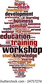 Workshop word cloud concept. Vector illustration