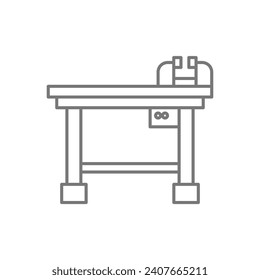 Workshop Workbench grau dünne Linie Symbol, 1 Pixel Strich Symbol, Umriss-Symbol, Vektorsymbol, Pixelsymbol