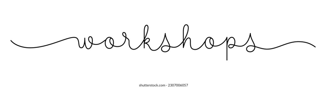 WORKSHOPS black vector monoline calligraphy banner