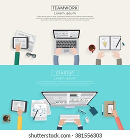 Workspace for business startup concept.