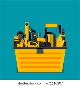 Workspace carpenter tools trendy flat icon