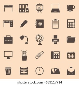 Workspace color icons on brown background, stock vector