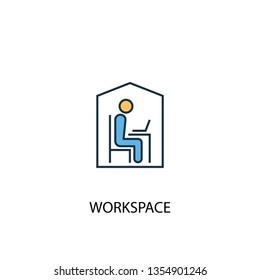 workspace concept 2 colored line icon. Simple yellow and blue element illustration. workspace concept outline symbol design