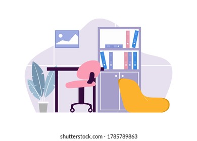 concepto de área de trabajo ilustración plana	diseño