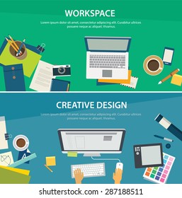 workspace and creative design banner template