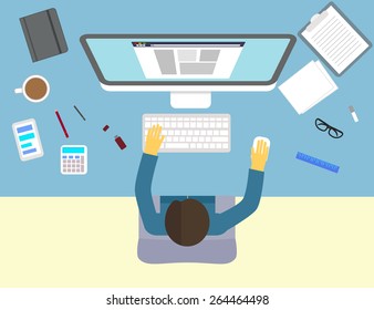 Workspace with design elements. Vector