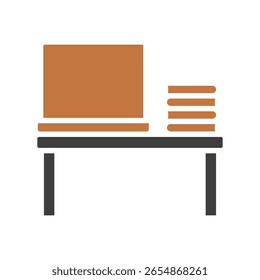 Espacio de trabajo de color de doble tono, mini icono de ilustración. uso para concepto moderno, impresión, interfaz de usuario, kit de UX, Web y desarrollo de App. Vector relacionado con el trabajo a distancia, trabajo desde casa.