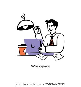 Workspace filled outline Style Design Vector Stock illustration. 
