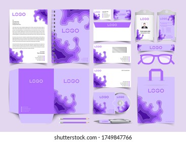 Workspace flat lay stationery in paper cut art style with pink color Corporate Identity Set. Stationery Template Design Kit. Branding Template Editable Brand Identity pack.