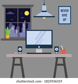 Workspace, flat style Vector, flat design