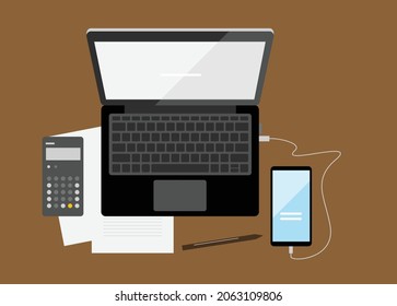 Workspace for Freelance Employee at Home Free Vector
