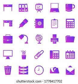 Workspace gradient icons on white background, stock vector