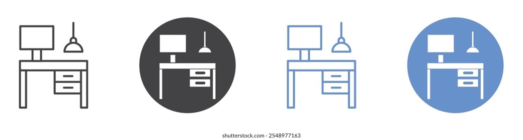 Conjunto de símbolos de línea plana de icono de Espacio de trabajo.