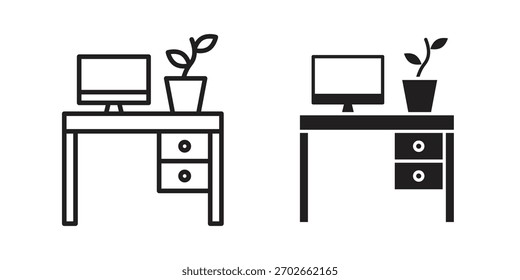 Workspace icon illustrations collection. editable stroke outline and flat style