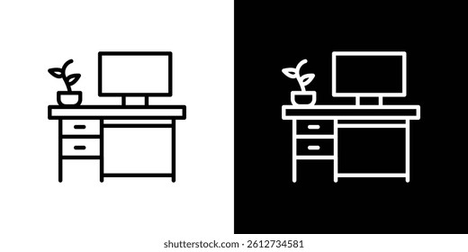 Workspace icon set. Black illustration isolated for graphic and web design