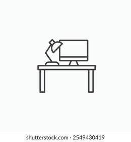 Workspace icon set in blackthin line style.
