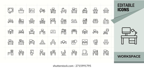 Workspace icon set. Icon collection