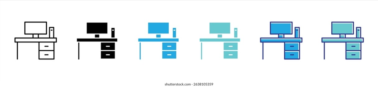 workspace icon set. containing desk, setup thin line and color style icon symbol sign for your app and web. vector illustration