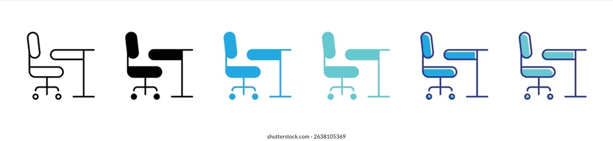 workspace icon set. containing office chair and desk icon design for modern and minimalist environments, icon thin line and color style symbol sign for your app and web. vector illustration
