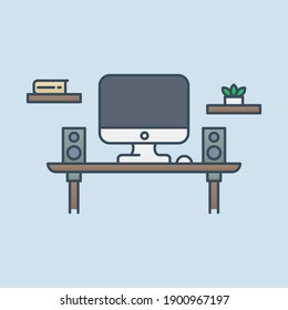 Workspace icon vector illustration. Office Workspace flat design 