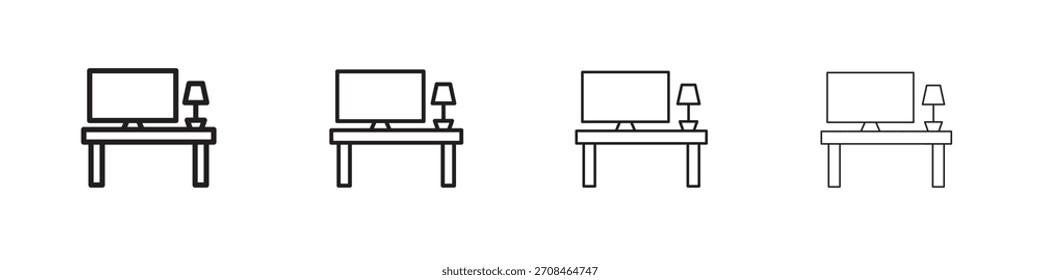 Iconos de Espacio de trabajo en Elementos de línea simple negro.
