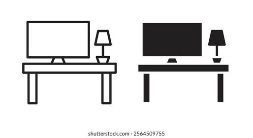 Workspace icons in flat and line style set.