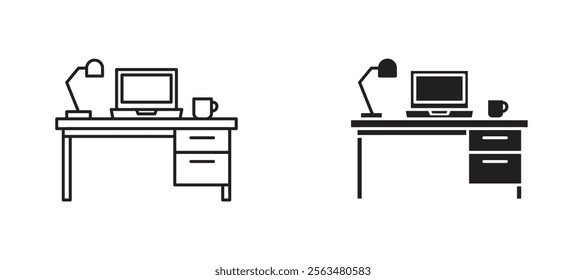 Workspace icons in outline and fill. vector illustration for ui.