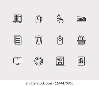 Workspace icons set. Library and workspace icons with certificate, stapler and to-do list. Set of environmental for web app logo UI design.