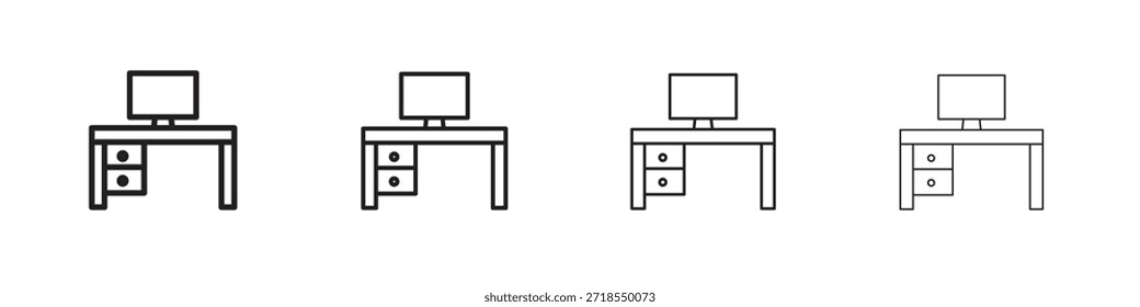 Workspace icons, Set of linear icons. Black linear palm icons